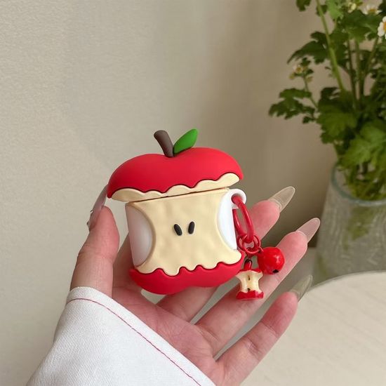 에어팟 4 3 2 1 프로 사과 캐릭터 실리콘 키링 케이스