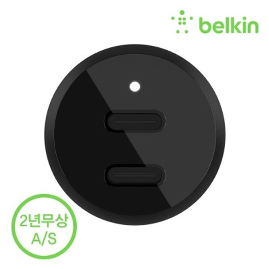 벨킨 36W 듀얼 USB-C 차량용 고속 충전기 CCB002bt