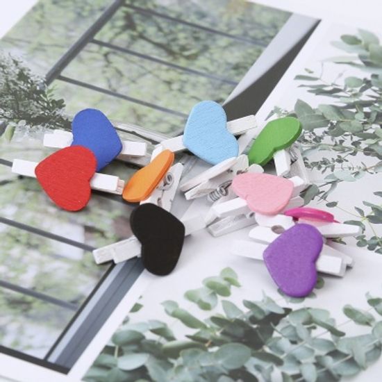 미니 하트 퍼플 나무 집게 10p 폴라로이드 사진