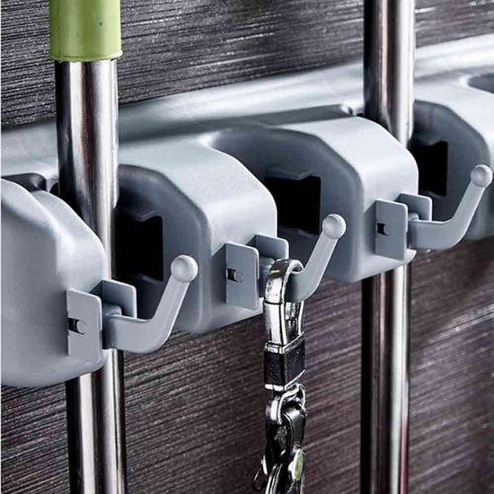 대걸레걸이 거치대 빗자루 정리 도구걸이 3공 