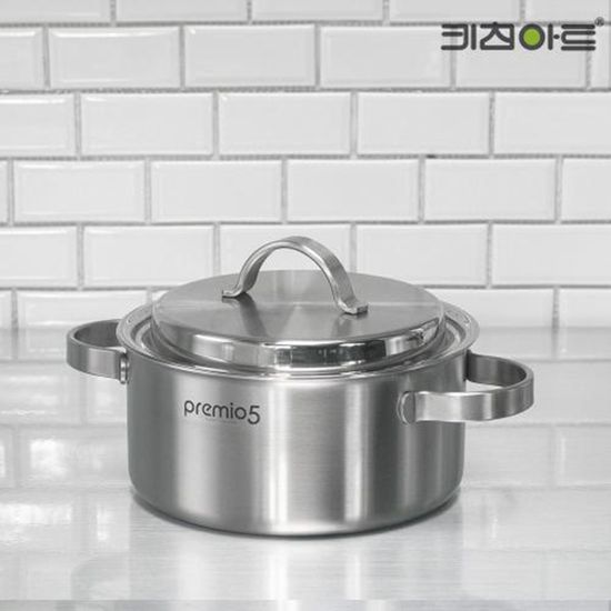 키친아트 프리미오5 통5중 스텐냄비 20cm 양수