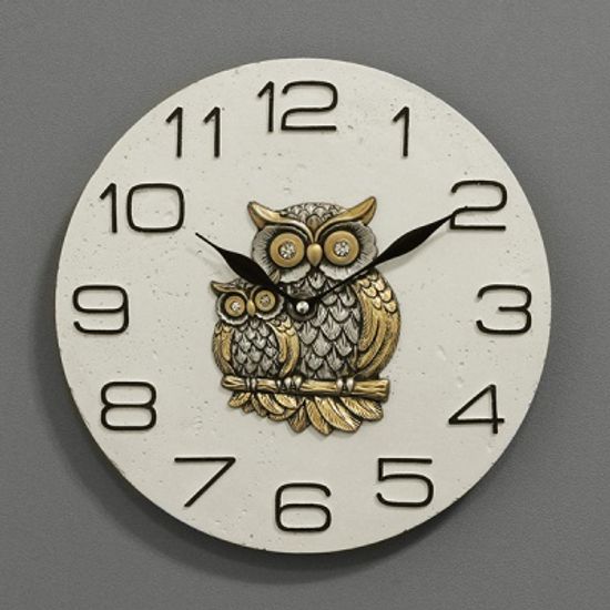 (ksiw038)스톤 부엉이 시계 화이트