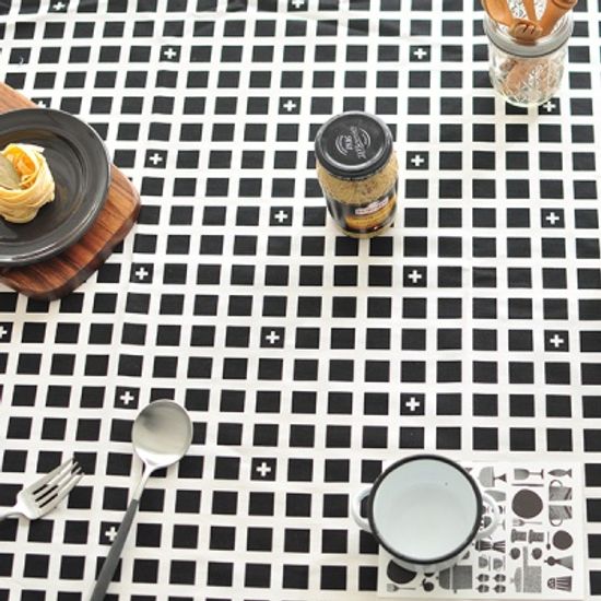 스퀘어북 코튼식탁보(블랙 2인~10인용)