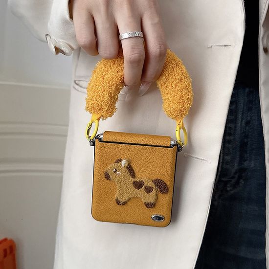 갤럭시z플립 7 6 5 4 3 뽀굴이 말 쿠션 스트랩 케이스