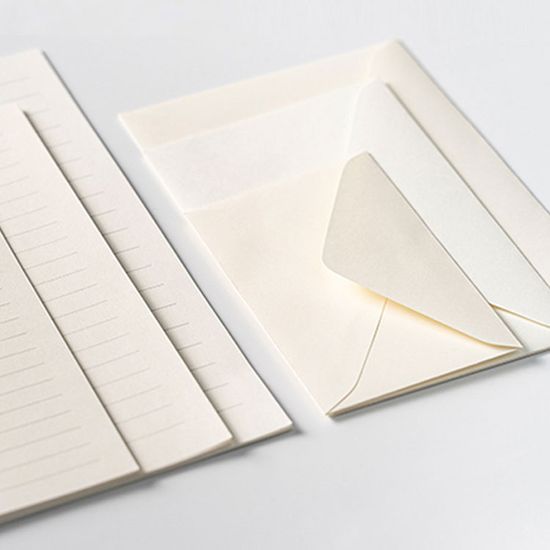 화이트 라인 줄 무지 심플 편지지 봉투 세트 - 소