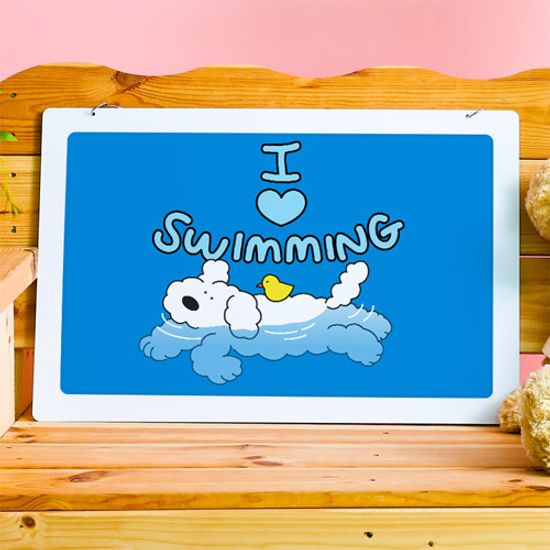 oa460-행잉액자_수영멍이수영냥이(사각가로대형)