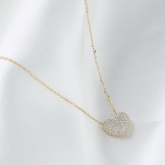 [비쥬홀릭] 실버925 골드도금 오로라 하트 목걸이(쇼