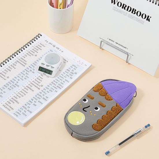 캔버스 필통 부클 자수 펜 파우치_비니버블_러비브로