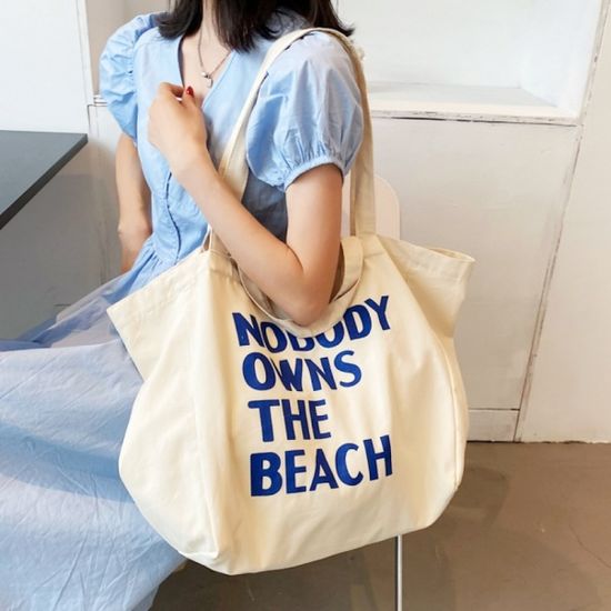 노바디 레터링 에코백 캔버스숄더백