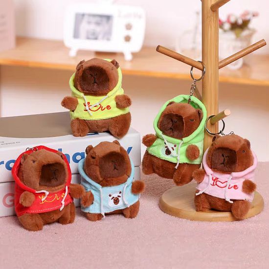 귀여운 후드 카피바라 동물 애착 인형 키링 열쇠고리