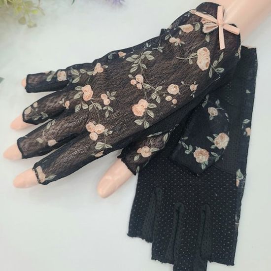 [애슬릿]장미 아이스 쿨 자외선 차단 운전 반장갑