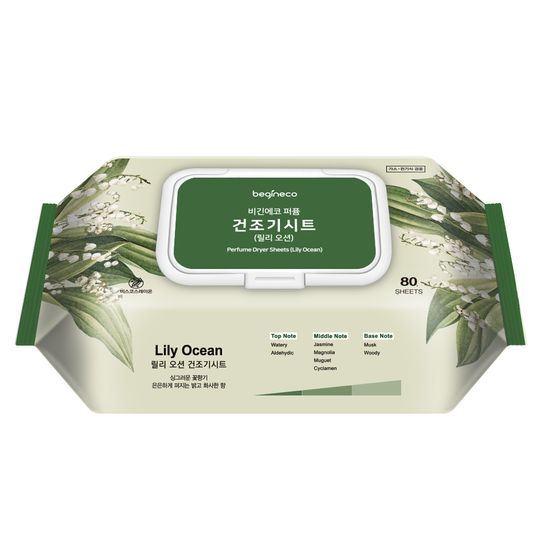 비긴에코 릴리오션 퍼퓸 건조기시트 80매입 × 1팩