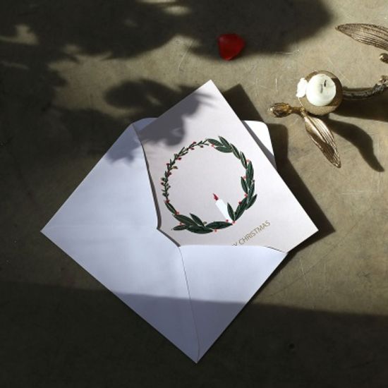 캔들리스 크리스마스 카드 2장 세트 : 종이자수