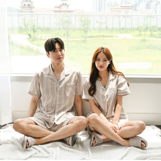 여름 도비면 커플 잠옷 파자마