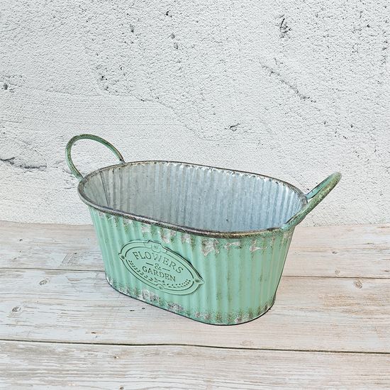 러스트 민트 양철 타원 바스켓