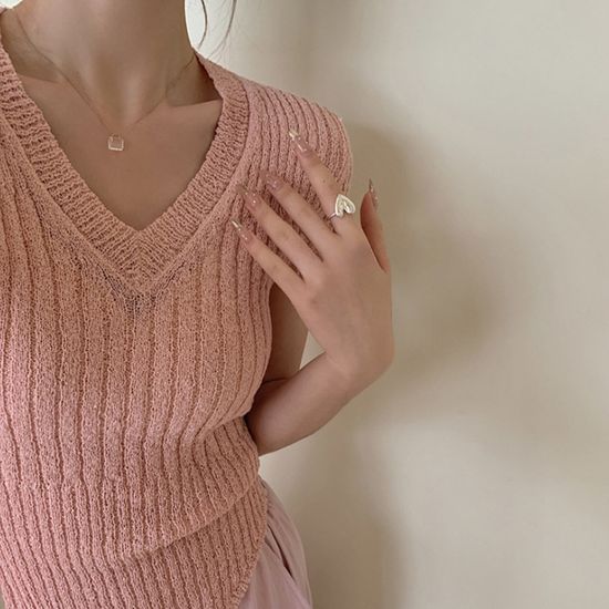 썸머 부클 슬림 반팔니트