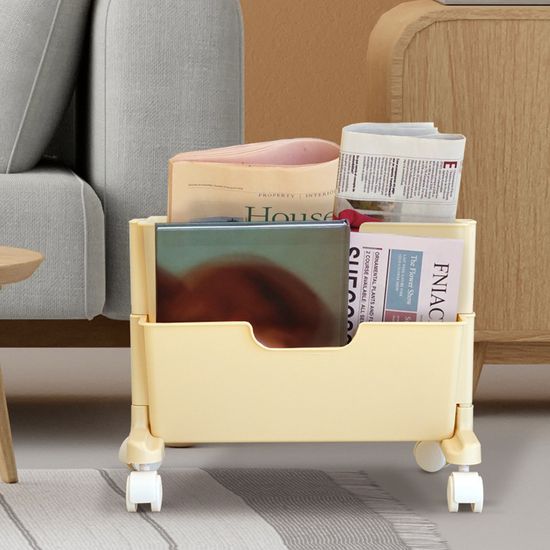 베이직 북트롤리 2단 공부방 이동식북카트 책꽂이