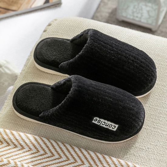 겨울 심플 스트라이프 사무실 병원 거실 털 실내화