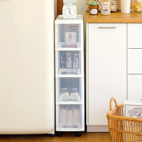 모던 틈새 슬림 서랍장 4단 (바퀴별매) 옷 수납장