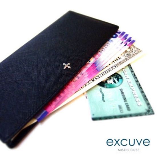 ★[excuve] Lx2 X-SLIM Wallet 이니셜 천연가죽 슬림 장지갑