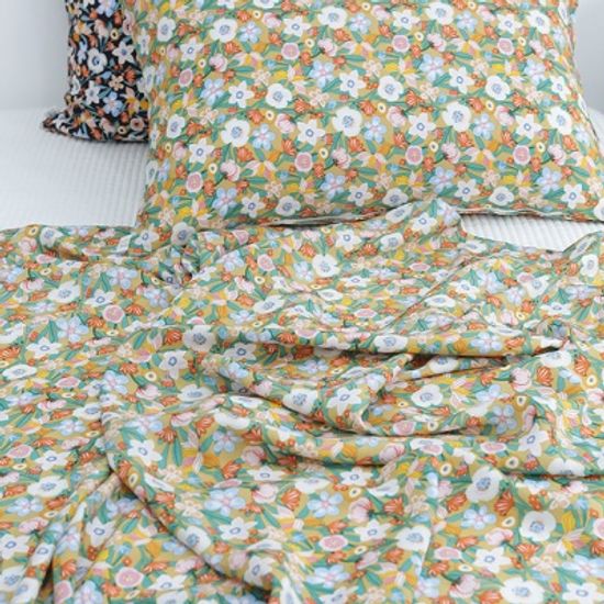 냉장고 인견 스타플라워 옐로 여름 이불 침구세트(S)