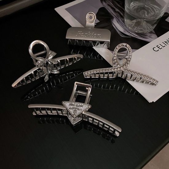 실버 리본 집게핀 고정핀 올림머리 헤어핀 헤어집게