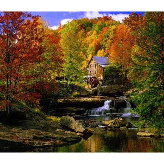 강위의 물레방아 (패브릭) 보석십자수 30x40