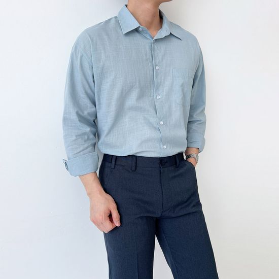 골피아 남자 6색상 린넨 라이크 오버핏 셔츠 데일리