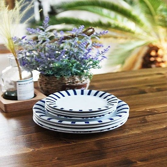 일본제작 도자기 블루에가와리 평접시 4P세트 특대(W0C18B4)