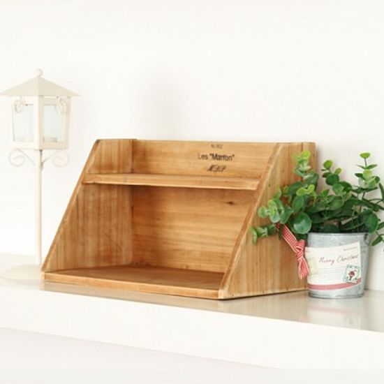 빈티지 우드 미니 2단 선반