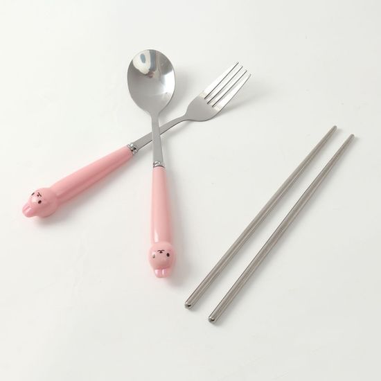 빼꼼토끼 휴대용 수저 포크 세트 젓가락 동물포크