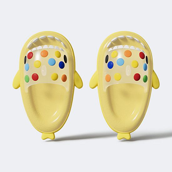 레인보우 아기 상어 푹신한 쿠션 샌들 여름 슬리퍼