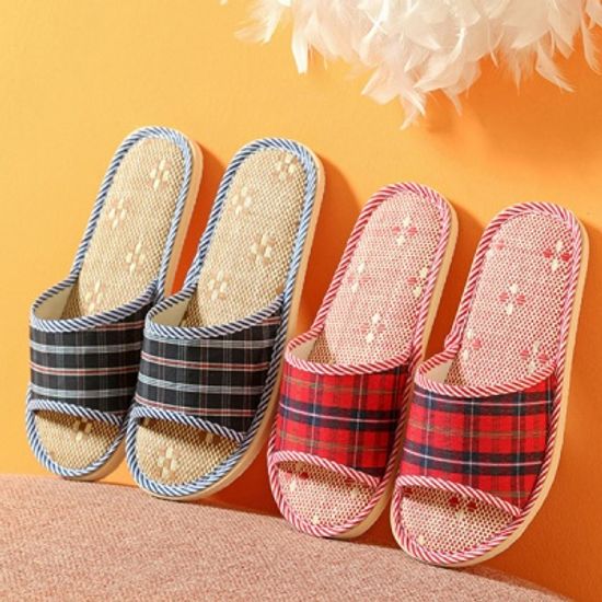 시원한 체크 린넨 슬리퍼 4colors