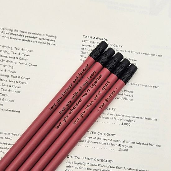 메시지 각인- Rust Red 지우개 원목연필 5본입