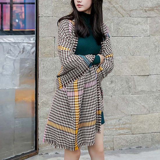 그레타 체크 머플러(브라운) 니트목도리