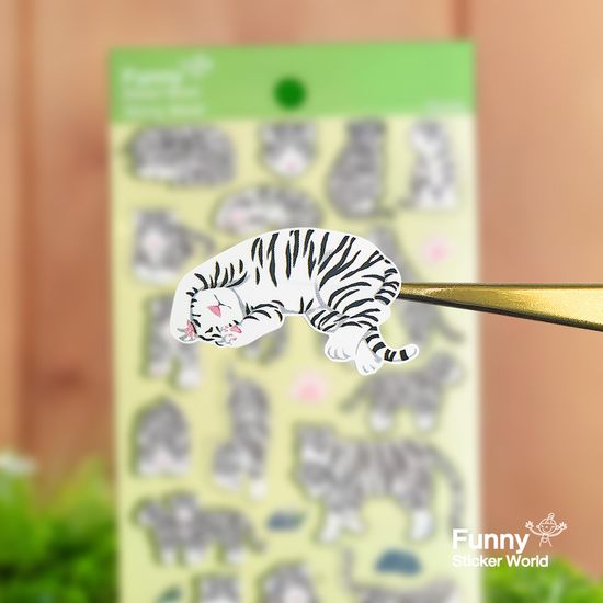 퍼니스티커 AT-224 핑크젤리 백호 아트지 스티커