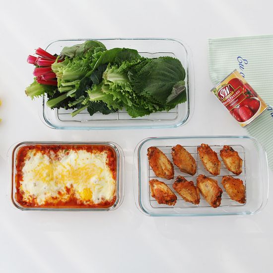 내열유리 밧드 사각트레이 오븐용기 반찬통 유리접시