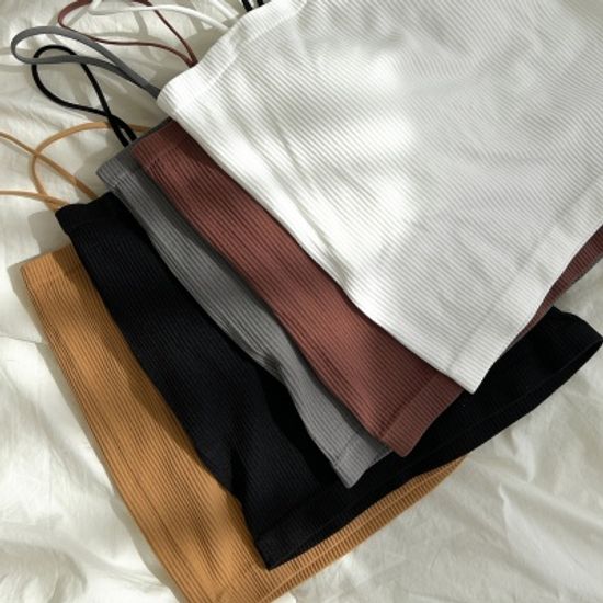 (1+1)스판 골지 패드 노브라 끈나시탑 5color