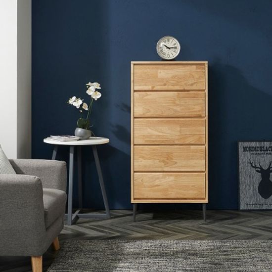 파츠 고무나무 원목 서랍장 5단 600 (착불)