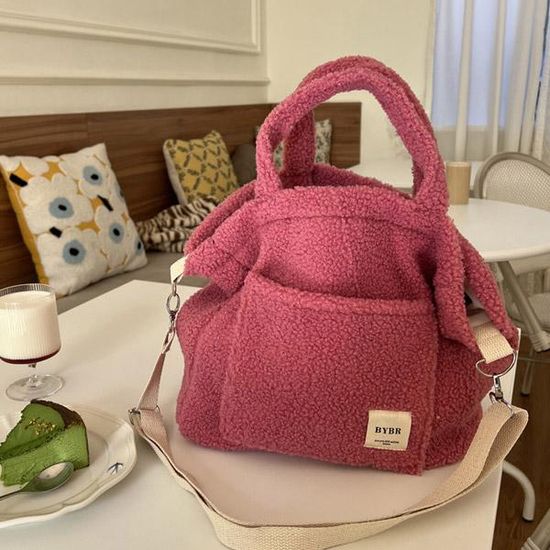 루버비 뽀글이 양털 크로스백 토트백 보부상 겨울가방