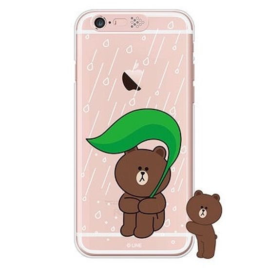 [SG DESIGN]iPhone6/ iPhone6 Plus 라인프렌즈 브라운 RAIN LIGHT UP Case-Rose Gold(하드타입/라이팅)
