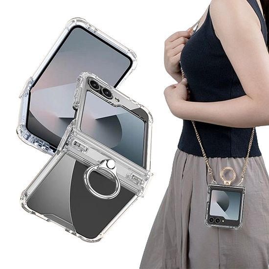 갤럭시z플립 6 5 4 3 투명 힌지 링 체인 스트랩케이스