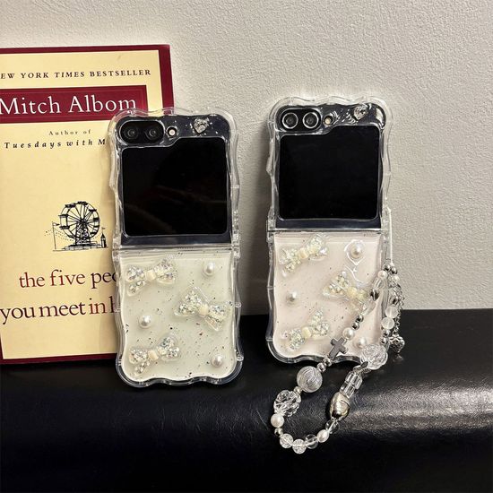 갤럭시 Z플립 6 5 4 3 스트랩 레진 투명 물결 케이스