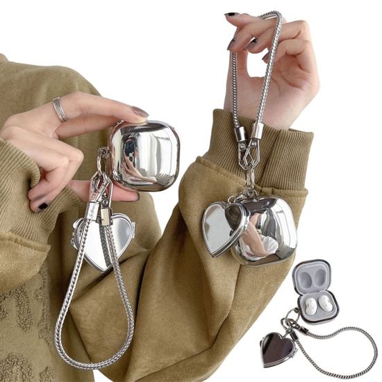 갤럭시 버즈2 프로 라이브 실버 하트 미러 키링케이스