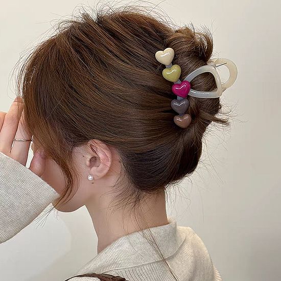 예쁜 캔디 하트 동글 왕볼 집게핀 여름 헤어 머리 삔