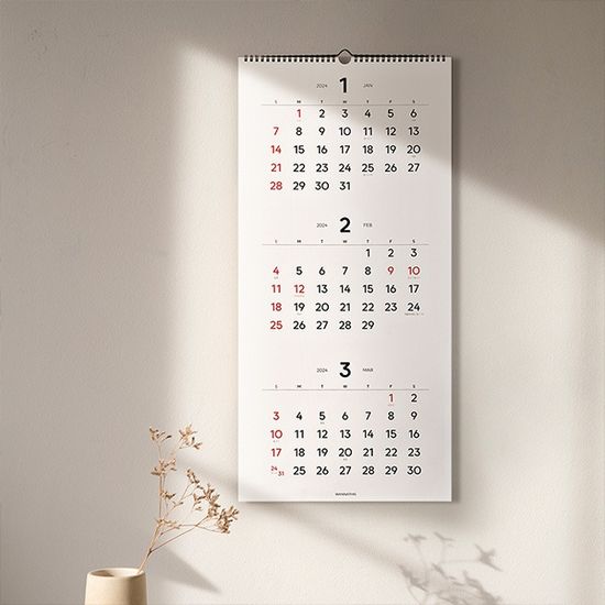 2024 워너디스 비기닝 심플 3단 벽걸이 캘린더
