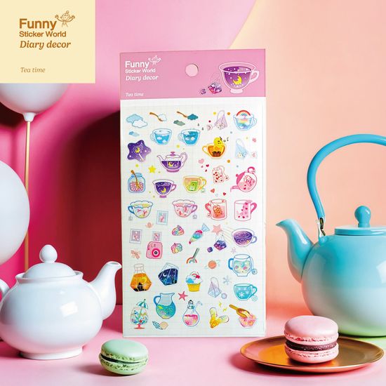 퍼니스티커 C587 티타임 PVC 다이어리데코