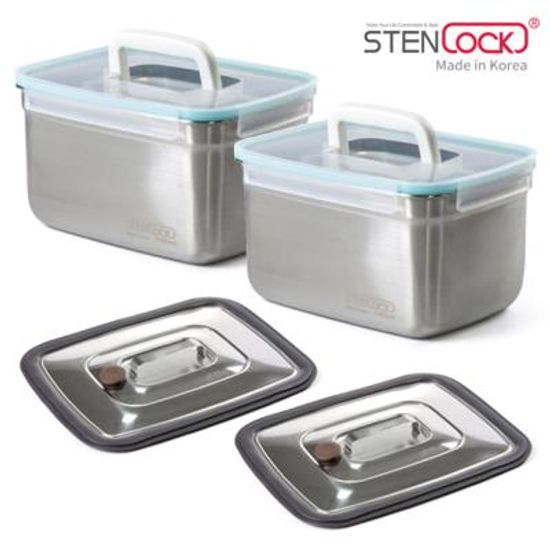 퓨어핸디 3호 7400ml 2P+진공누름판(소) 2P 김치통