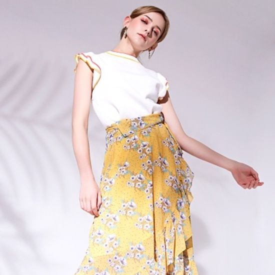 플로럴 맥시 랩스커트 Floral maxi wrap skirt_YELLOW