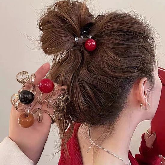 귀여운 컬러 볼 스프링 전화선 머리 끈 헤어 고무줄